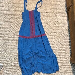 Skies Are Blue Midi Dress in Blue and Red